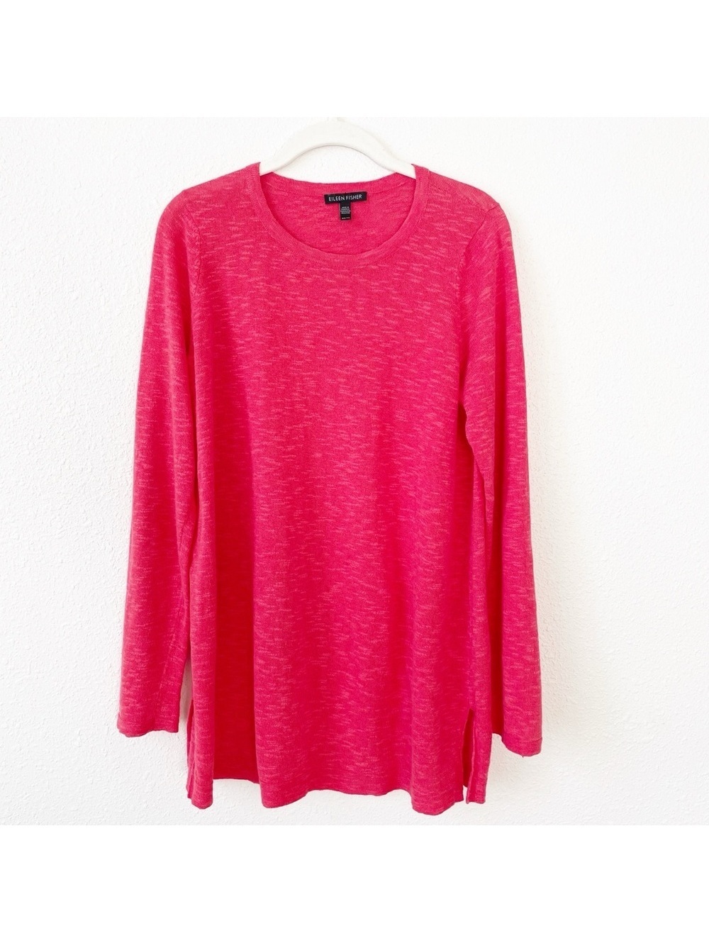 Eileen Fisher Organic Linen Cotton Sweater Poppy Red Size XS Coastal Colorful